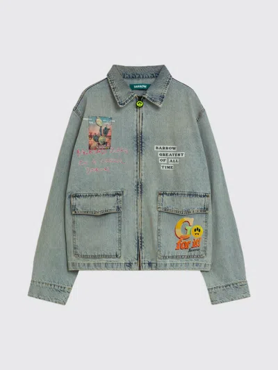 Barrow Graphic Zip-up Denim Jacket In Blue