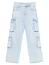 Barrow Logo-embroidered Cargo Jeans In Blue