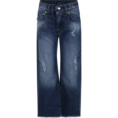 Barrow Jeans For Kids With Rips And Logo In Denim