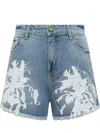 Barrow Abstract-pattern Print Denim Shorts In Multi