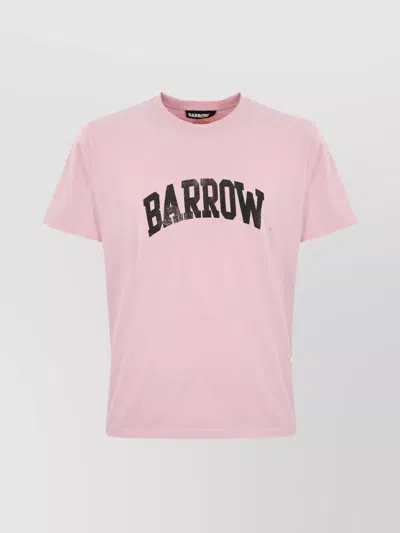 Barrow Jersey Crew Neck Graphic Print Short Sleeves In Pink