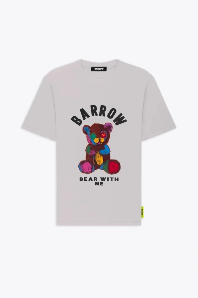 Barrow Jersey T-shirt Unisex Off White Cotton T-shirt With Teddy Bear Front Print In Crema
