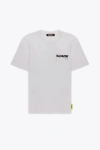 BARROW JERSEY T-SHIRT UNISEX WHITE COTTON T-SHIRT WITH CHEST LOGO AND BACK SMILE PRINT WITH PAINT
