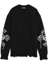Barrow Distressed Graphic Sweater In Black
