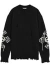 Barrow Distressed Graphic Sweater In Black