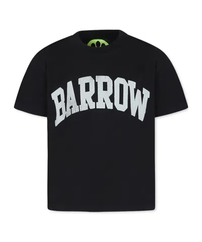 Barrow Kids Logo Printed Crewneck T-shirt In Black