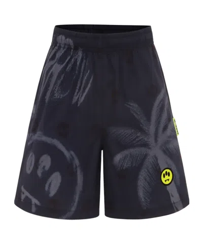 Barrow Kids Skull-pattern Elasticated Waistband Shorts In Blue