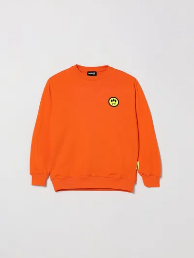 Barrow Kids Cotton Crew Neck Sweatshirt With Logo In Orange