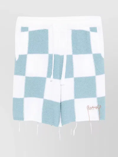 Barrow Knitted Checkered Shorts Drawstring Waist In White