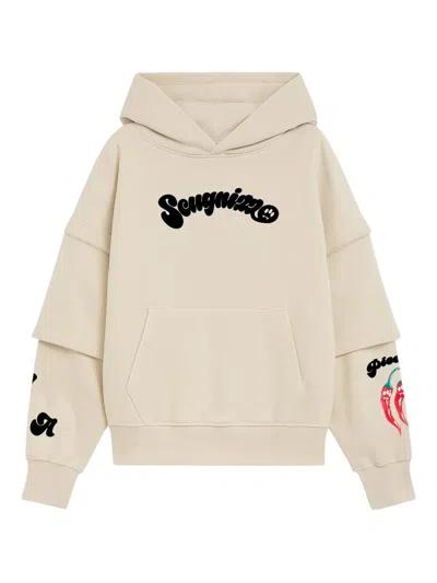 Barrow Layered Graphic Hoodie In White