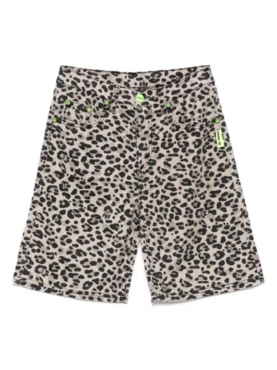 Barrow Kids' Leopard-print Bermuda Shorts In Nude