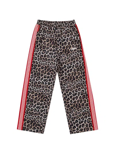 Barrow Leopard-print Side-stripe Track Pants In Brown