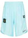 Barrow Shiny Elastic Waistband Bermuda Shorts With Number Print In Light Blue