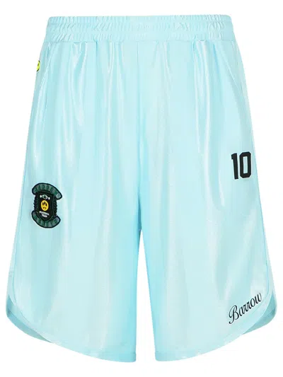 Barrow Shiny Elastic Waistband Bermuda Shorts With Number Print In Blue