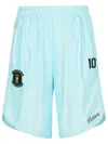 Barrow Shiny Elastic Waistband Bermuda Shorts With Number Print In Blue