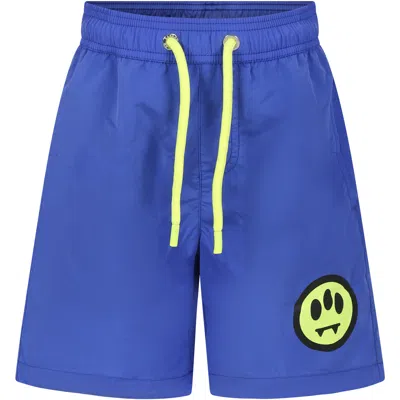 Barrow Kids' Light Blue Swim Shorts For Boy With Smiley