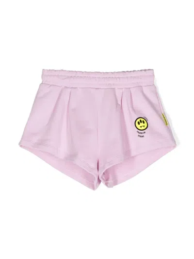 Barrow Kids' Logo-appliqué Cotton Shorts In Pink