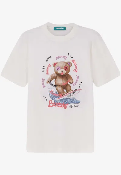 Barrow Logo Bear Print T-shirt In White