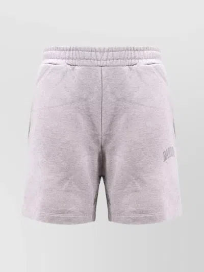 Barrow Logo Cotton Bermuda Shorts In Purple