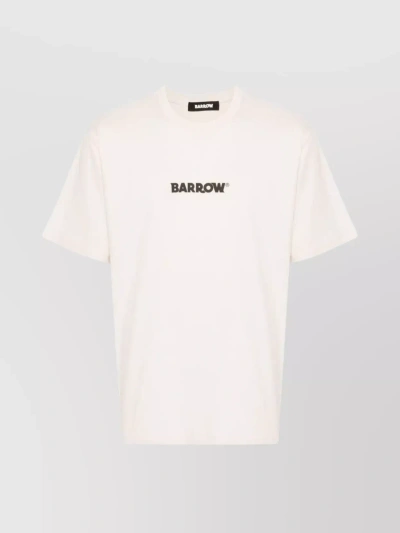 Barrow Logo Crewneck T-shirt With Short Sleeves And Straight Hem In White