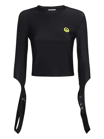 Barrow Logo-detail Split-sleeve T-shirt In Black