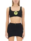 Barrow Smiley-face Jersey Fleece Cropped Top In Black