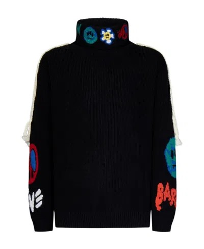 Barrow Logo-embroidered Wool-blend Jumper In Black