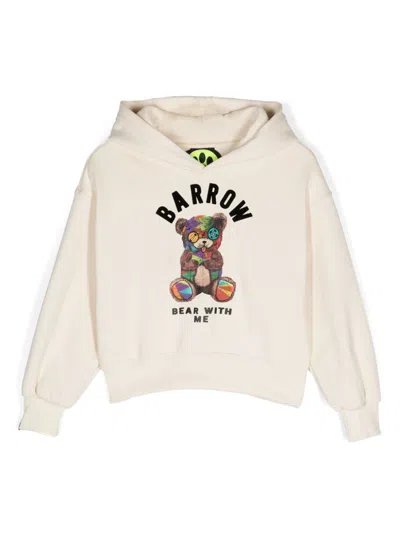 Barrow Kids' Logo-flocked Hoodie In White