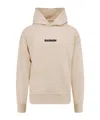 Barrow Hooded Cotton Sweatshirt Back Print In Brown