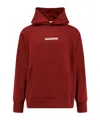 Barrow Cotton Sweatshirt With Hood And Graphic Back In Red