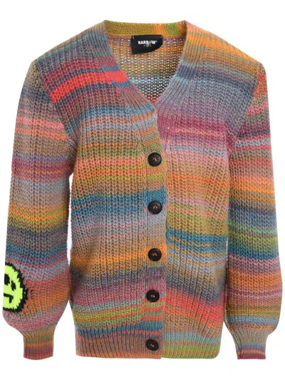 Barrow Kids' Logo Intarsia-knit Cardigan In Orange
