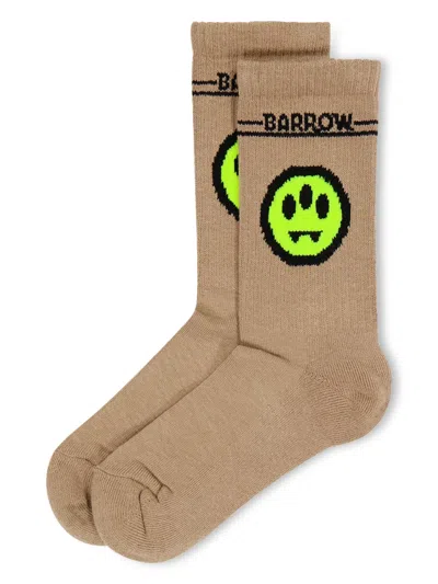 Barrow Kids' Logo-intarsia Socks In Neutrals