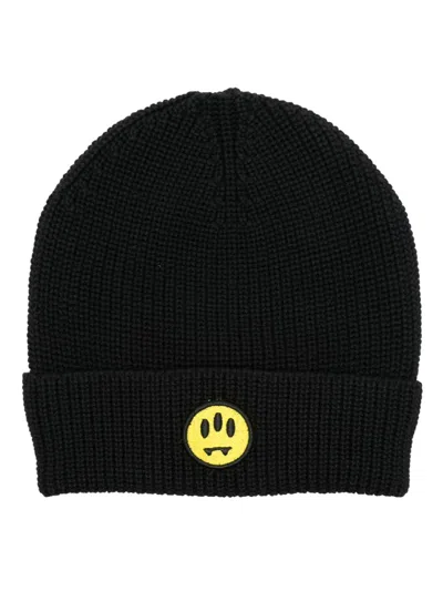 Barrow Logo-patch Beanie Hat In 110 Nero/black