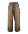 Barrow Logo Patch Denim Trousers In Brown