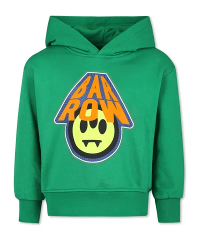 Barrow Kids' Logo-print Cotton Hoodie In Green