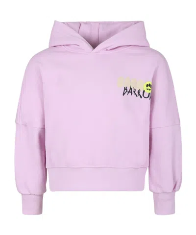 Barrow Kids' Logo-print Cotton Hoodie In Pink
