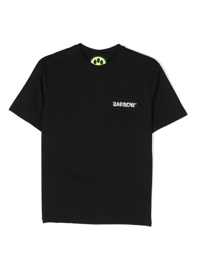 Barrow Kids' Graffiti-print Cotton T-shirt In Black