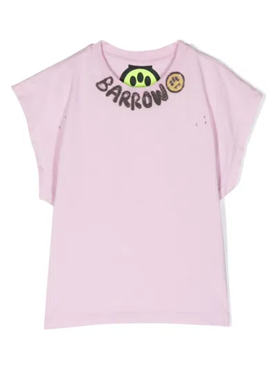 Barrow Kids' Pink T-shirt For Girl With E Smile Logo