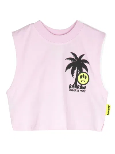 Barrow Kids' Logo-print Cotton T-shirt In Pink
