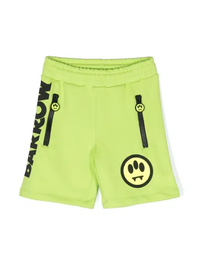 Barrow Kids' Logo-print Cotton Track Shorts In Yellow