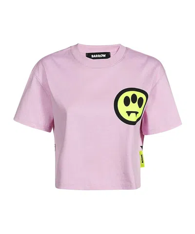 Barrow Logo-print Cropped Cotton T-shirt In Pink