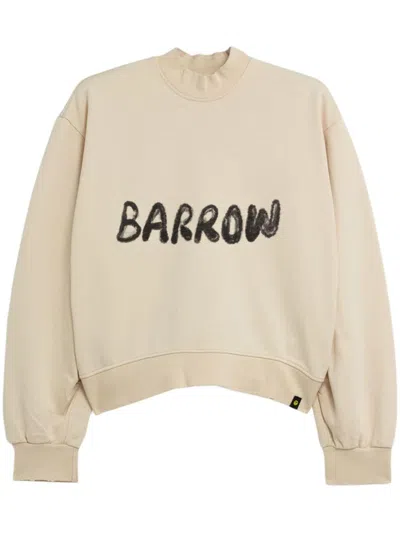 Barrow Logo-print Cropped Sweatshirt In Neutrals
