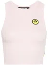 Barrow Dove Grey Crop Top With Logo In Pink
