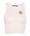 Barrow Dove Grey Crop Top With Logo In Pink