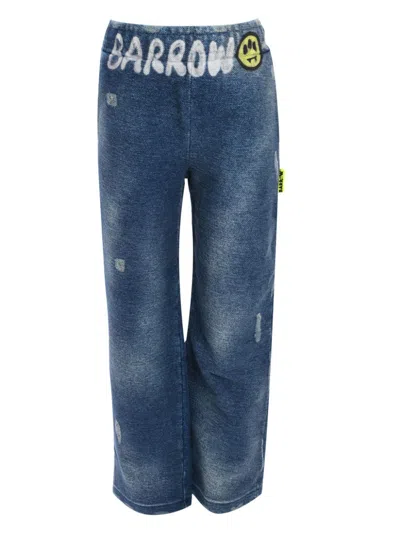 Barrow Kids' Logo-print Elasticated Trousers In Blue