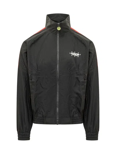 Barrow Logo Print Nylon Track Jacket In Nero
