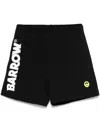 Barrow Elastic Waistband Iridescent Detail Shorts In Black