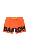 Barrow Kids' Logo Print Swim Shorts In Orange
