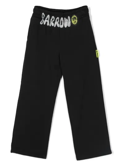 Barrow Kids' Logo-print Cotton Track Pants In Black