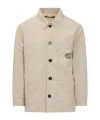 Barrow Logo Printed Button-up Shirt Jacket In Neutral